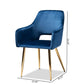 Germaine Glam and Luxe Navy Blue Velvet Fabric Upholstered Gold Finished 2-Piece Metal Dining Chair Set FredCo