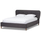 Germaine Mid-Century Modern Dark Grey Fabric King Size Grid-Tufting Platform Bed FredCo
