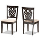 Gervais Modern and Contemporary Sand Fabric Upholstered and Dark Brown Finished Wood 2-Piece Dining Chair Set FredCo