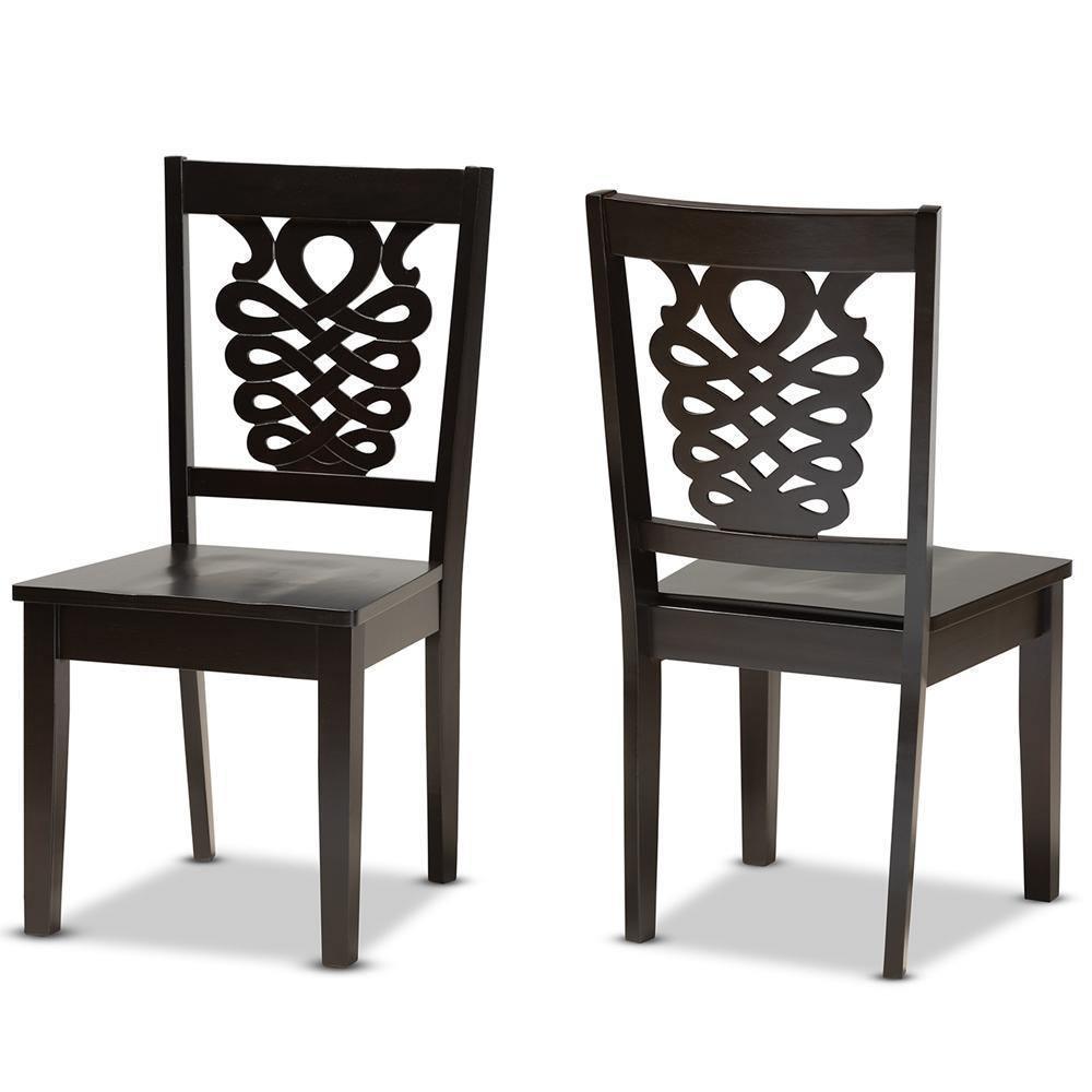 Gervais Modern and Contemporary Transitional Dark Brown Finished Wood 2-Piece Dining Chair Set FredCo