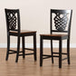 Gervais Modern and Contemporary Transitional Two-Tone Dark Brown and Walnut Brown Finished Wood 2-Piece Counter Stool Set FredCo