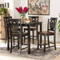 Gervais Modern and Contemporary Transitional Two-Tone Dark Brown and Walnut Brown Finished Wood 5-Piece Pub Set FredCo
