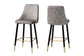 Giada Contemporary Glam and Luxe Grey Velvet Fabric and Dark Brown Finished Wood 2-Piece Bar Stool Set FredCo