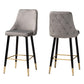 Giada Contemporary Glam and Luxe Grey Velvet Fabric and Dark Brown Finished Wood 2-Piece Bar Stool Set FredCo