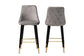 Giada Contemporary Glam and Luxe Grey Velvet Fabric and Dark Brown Finished Wood 2-Piece Bar Stool Set FredCo