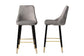 Giada Contemporary Glam and Luxe Grey Velvet Fabric and Dark Brown Finished Wood 2-Piece Bar Stool Set FredCo