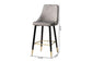 Giada Contemporary Glam and Luxe Grey Velvet Fabric and Dark Brown Finished Wood 2-Piece Bar Stool Set FredCo