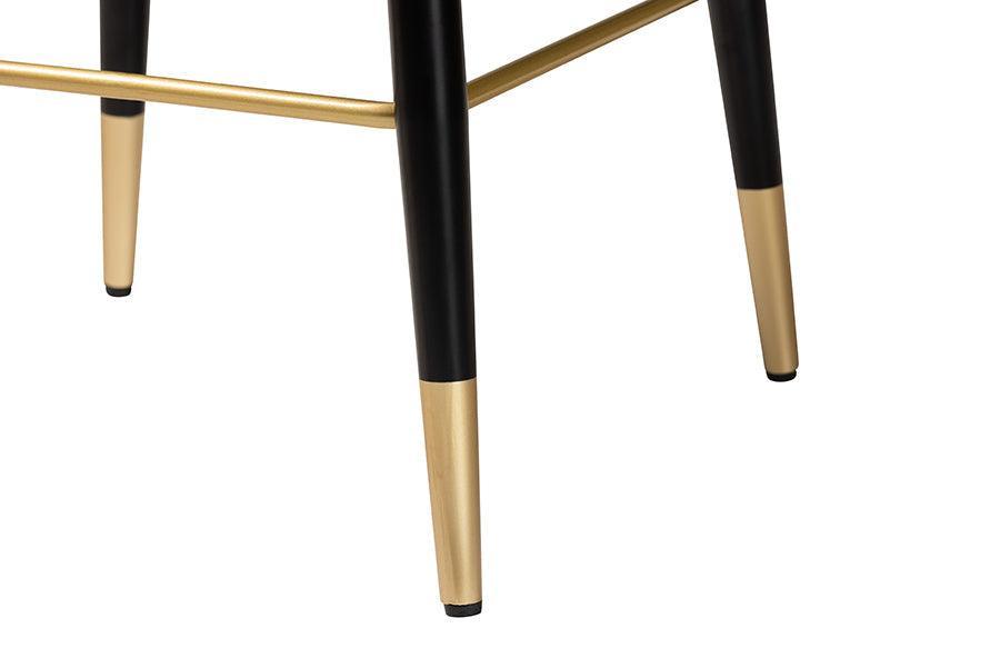Giada Contemporary Glam and Luxe Grey Velvet Fabric and Dark Brown Finished Wood 2-Piece Bar Stool Set FredCo