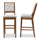 Gideon Modern and Contemporary Grey Fabric Upholstered and Walnut Brown Finished Wood 2-Piece Bar Stool Set FredCo