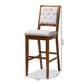 Gideon Modern and Contemporary Grey Fabric Upholstered and Walnut Brown Finished Wood 2-Piece Bar Stool Set FredCo