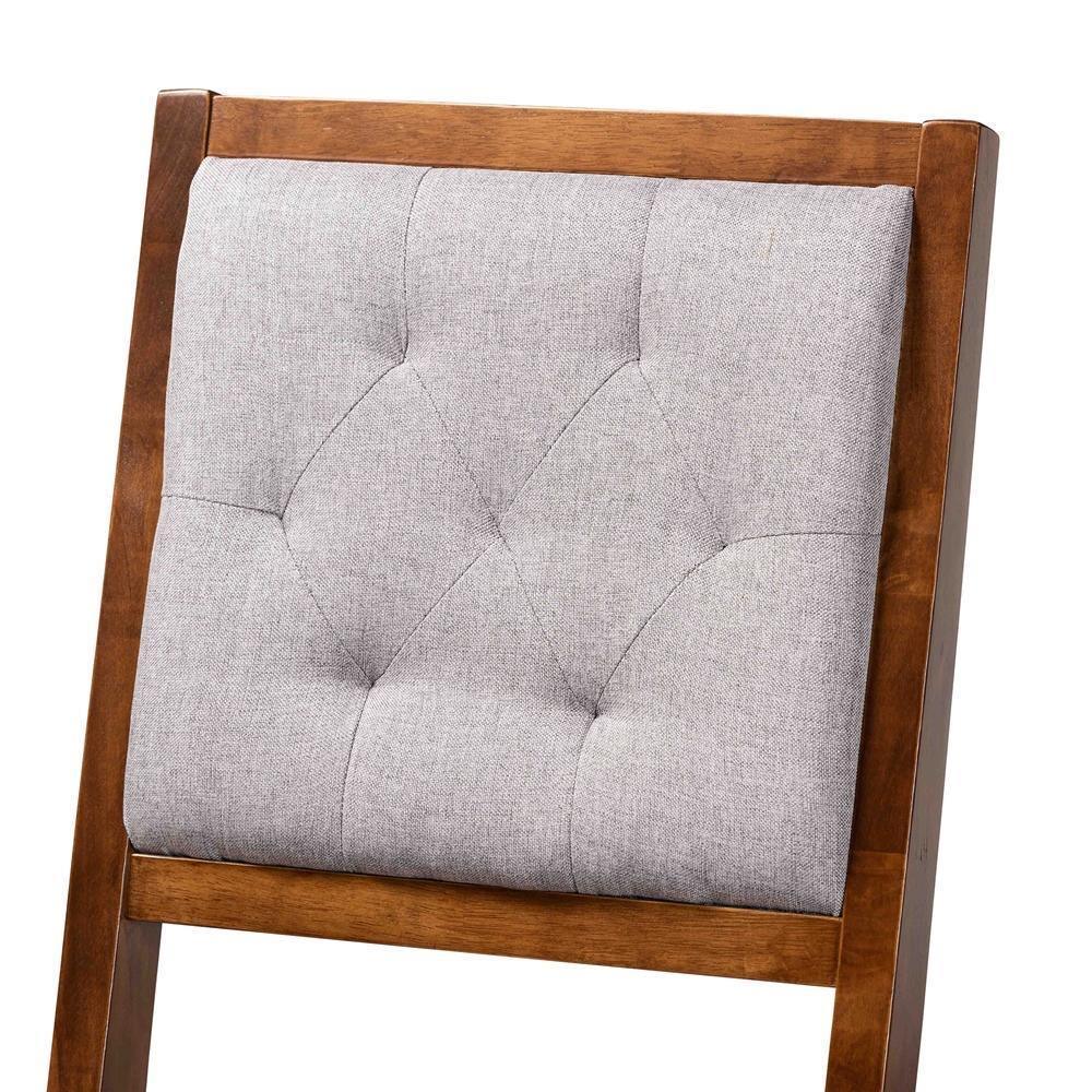 Gideon Modern and Contemporary Grey Fabric Upholstered and Walnut Brown Finished Wood 2-Piece Bar Stool Set FredCo