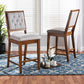 Gideon Modern and Contemporary Grey Fabric Upholstered and Walnut Brown Finished Wood 2-Piece Counter Stool Set FredCo