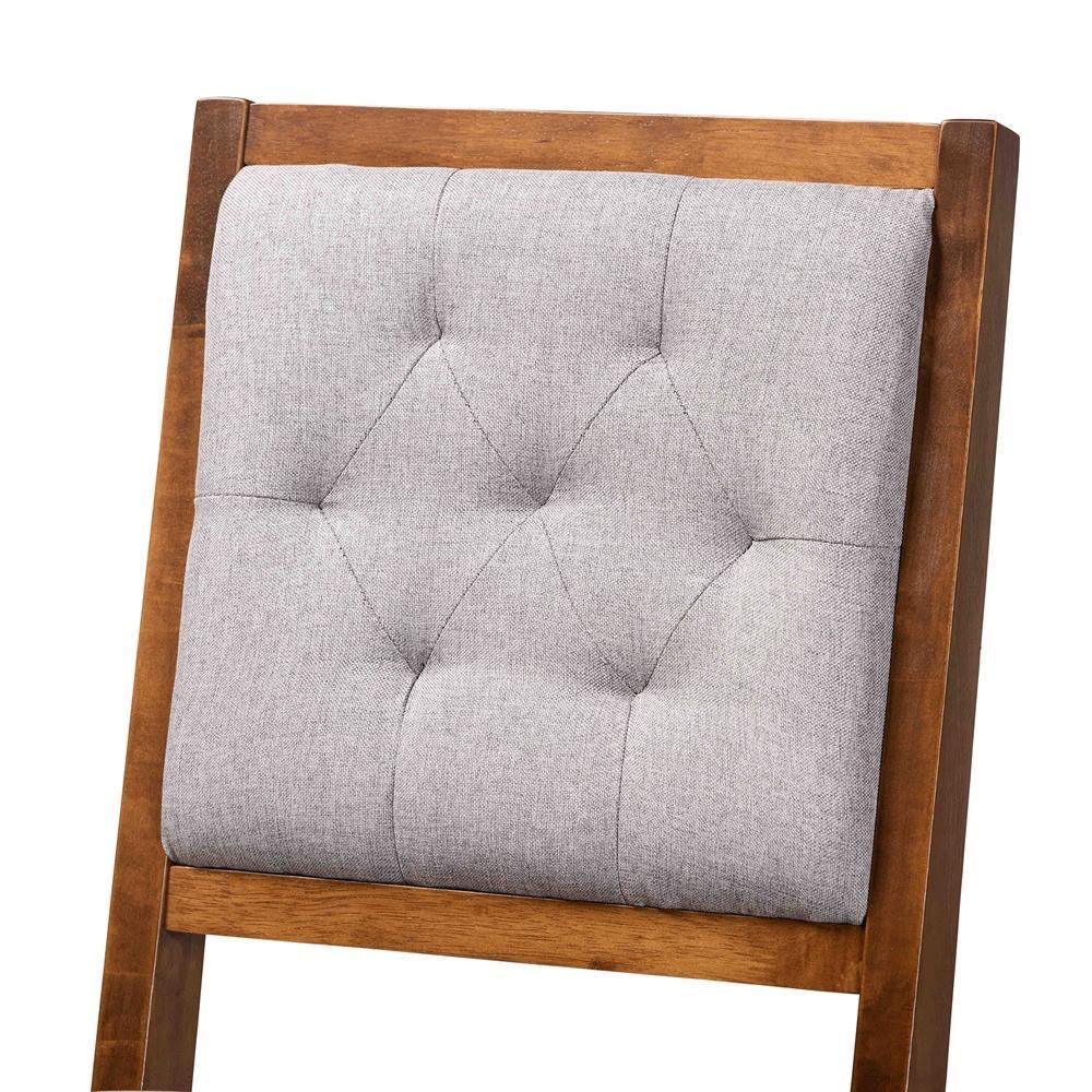 Gideon Modern and Contemporary Grey Fabric Upholstered and Walnut Brown Finished Wood 2-Piece Counter Stool Set FredCo