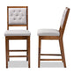 Gideon Modern and Contemporary Grey Fabric Upholstered and Walnut Brown Finished Wood 2-Piece Counter Stool Set FredCo