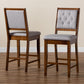 Gideon Modern and Contemporary Grey Fabric Upholstered and Walnut Brown Finished Wood 2-Piece Counter Stool Set FredCo