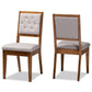 Gideon Modern and Contemporary Grey Fabric Upholstered and Walnut Brown Finished Wood 2-Piece Dining Chair Set FredCo