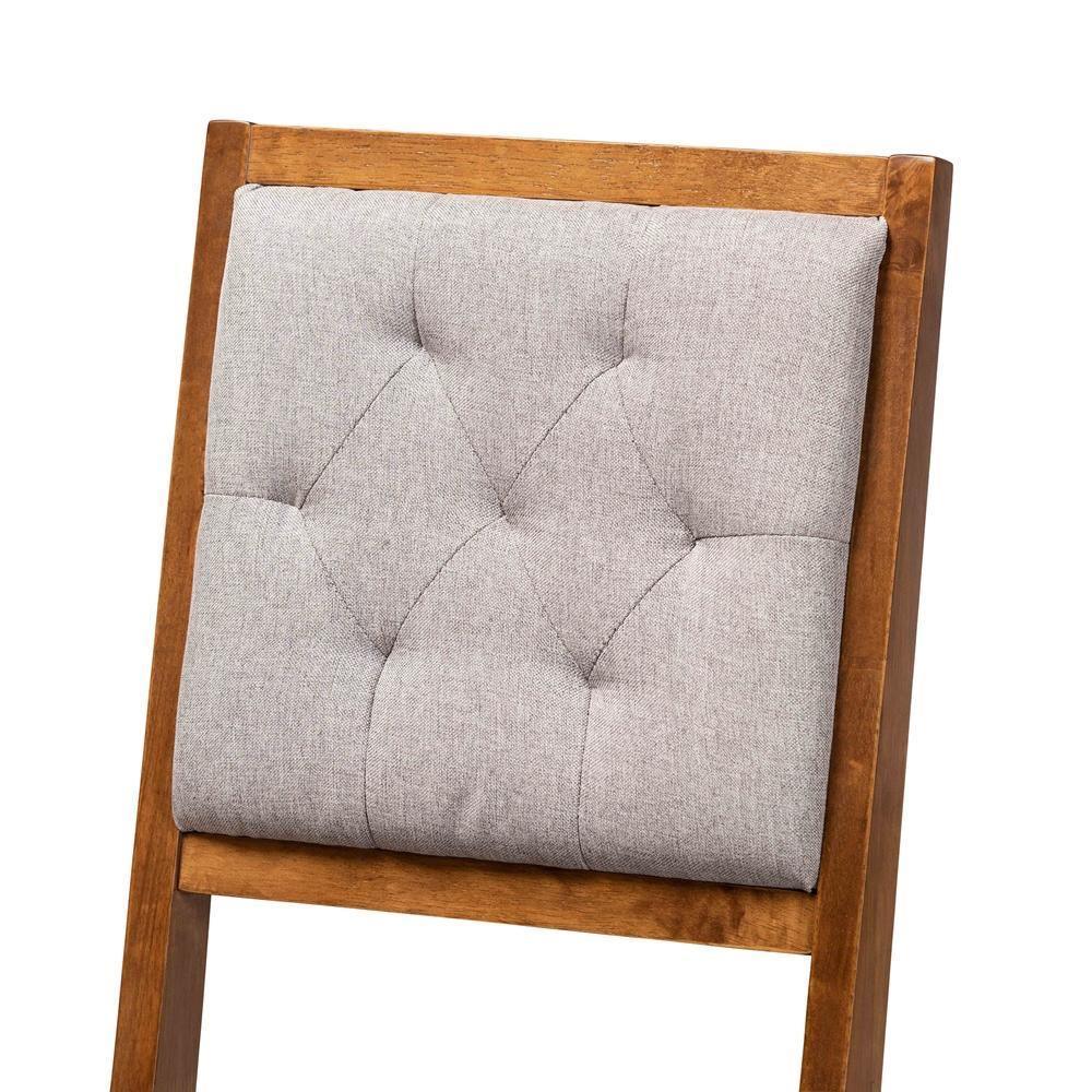 Gideon Modern and Contemporary Grey Fabric Upholstered and Walnut Brown Finished Wood 2-Piece Dining Chair Set FredCo
