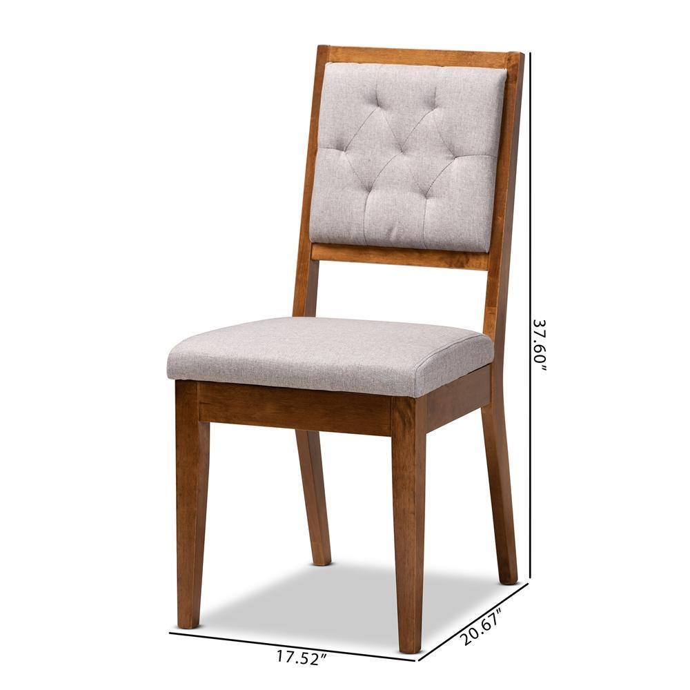 Gideon Modern and Contemporary Grey Fabric Upholstered and Walnut Brown Finished Wood 2-Piece Dining Chair Set FredCo