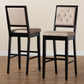 Gideon Modern and Contemporary Sand Fabric Upholstered and Dark Brown Finished Wood 2-Piece Bar Stool Set FredCo