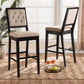 Gideon Modern and Contemporary Sand Fabric Upholstered and Dark Brown Finished Wood 2-Piece Bar Stool Set FredCo