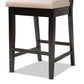 Gideon Modern and Contemporary Sand Fabric Upholstered and Dark Brown Finished Wood 2-Piece Counter Stool Set FredCo