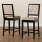 Gideon Modern and Contemporary Sand Fabric Upholstered and Dark Brown Finished Wood 2-Piece Counter Stool Set FredCo