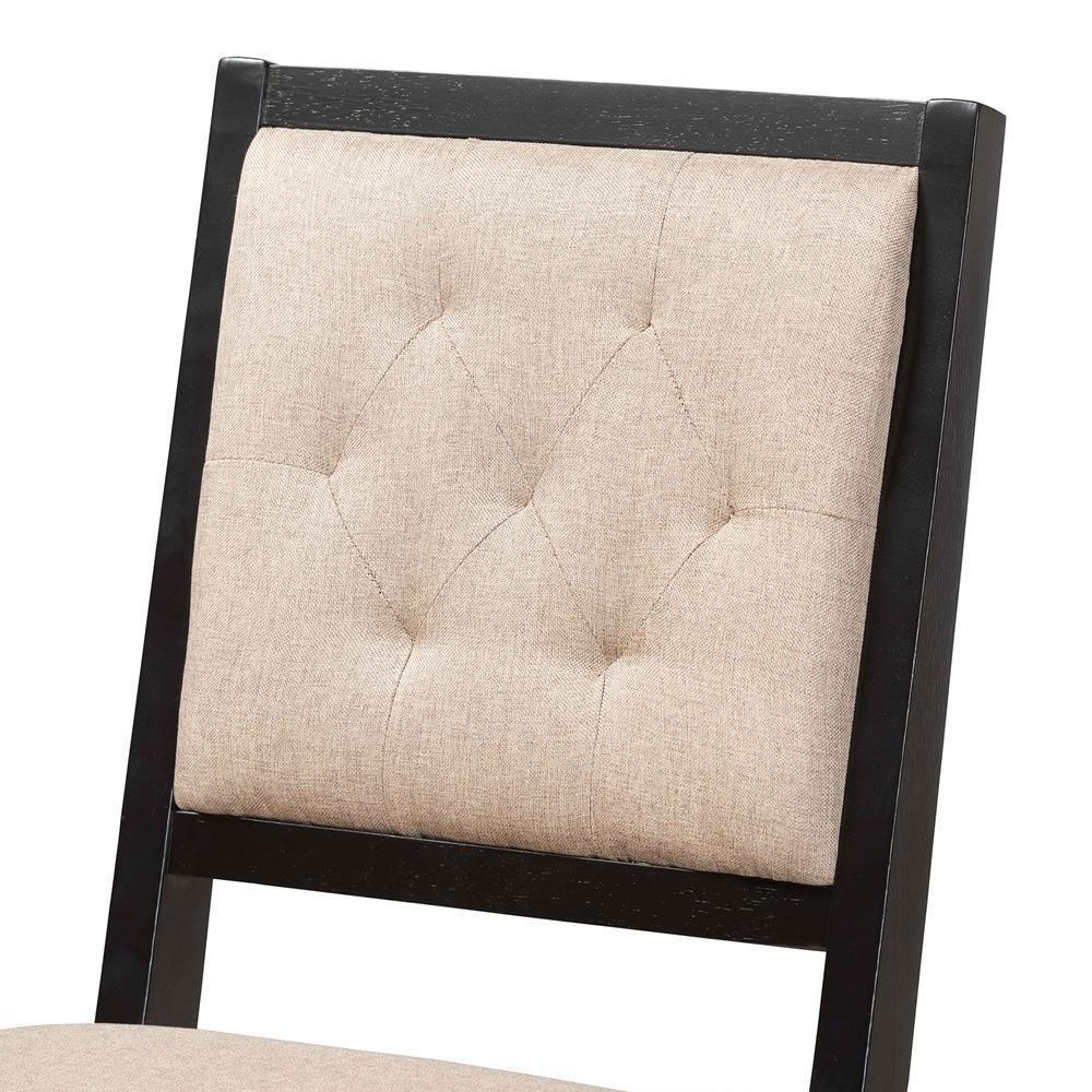 Gideon Modern and Contemporary Sand Fabric Upholstered and Dark Brown Finished Wood 2-Piece Counter Stool Set FredCo