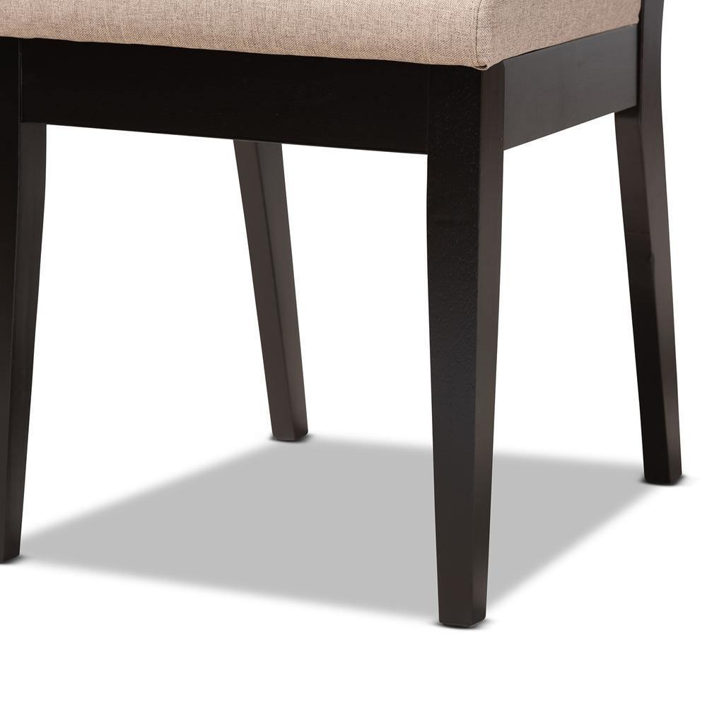 Gideon Modern and Contemporary Sand Fabric Upholstered and Dark Brown Finished Wood 2-Piece Dining Chair Set FredCo