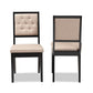 Gideon Modern and Contemporary Sand Fabric Upholstered and Dark Brown Finished Wood 2-Piece Dining Chair Set FredCo