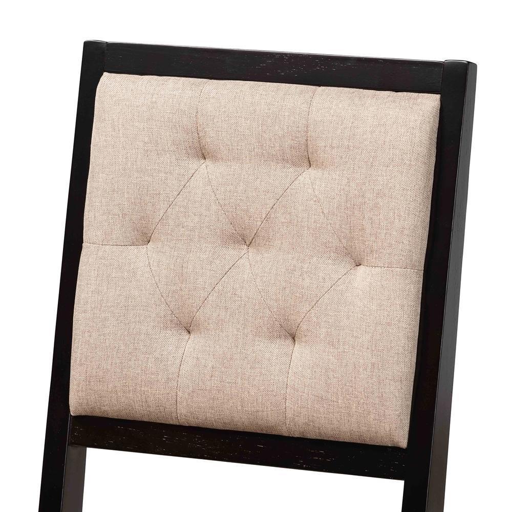 Gideon Modern and Contemporary Sand Fabric Upholstered and Dark Brown Finished Wood 2-Piece Dining Chair Set FredCo