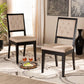 Gideon Modern and Contemporary Sand Fabric Upholstered and Dark Brown Finished Wood 2-Piece Dining Chair Set FredCo