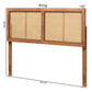 Gilbert Mid-Century Modern Ash Walnut Finished Wood and Synthetic Rattan King Size Headboard FredCo