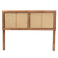Gilbert Mid-Century Modern Ash Walnut Finished Wood and Synthetic Rattan Queen Size Headboard FredCo