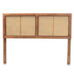 Gilbert Mid-Century Modern Ash Walnut Finished Wood and Synthetic Rattan Queen Size Headboard FredCo