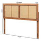 Gilbert Mid-Century Modern Ash Walnut Finished Wood and Synthetic Rattan Queen Size Headboard FredCo