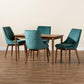 Gilmore Modern and Contemporary Teal Velvet Fabric Upholstered and Walnut Brown Finished Wood 5-Piece Dining Set FredCo