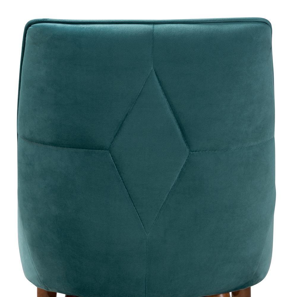 Gilmore Modern and Contemporary Teal Velvet Fabric Upholstered and Walnut Brown Finished Wood 5-Piece Dining Set FredCo