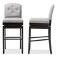 Ginaro Modern and Contemporary Grey Fabric Button-tufted Upholstered Swivel Bar Stool (Set of 2) FredCo