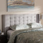 Ginaro Modern And Contemporary Greyish Beige Fabric Button-Tufted Nail head King Size Winged Headboard FredCo