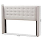 Ginaro Modern And Contemporary Greyish Beige Fabric Button-Tufted Nail head King Size Winged Headboard FredCo