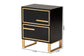 Giolla Contemporary Glam and Luxe Black Finished Wood and Gold Metal 2-Drawer Nightstand FredCo