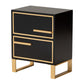 Giolla Contemporary Glam and Luxe Black Finished Wood and Gold Metal 2-Drawer Nightstand FredCo
