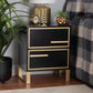 Giolla Contemporary Glam and Luxe Black Finished Wood and Gold Metal 2-Drawer Nightstand FredCo