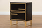 Giolla Contemporary Glam and Luxe Black Finished Wood and Gold Metal 2-Drawer Nightstand FredCo