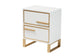 Giolla Contemporary Glam and Luxe White Finished Wood and Gold Metal 2-Drawer Nightstand FredCo