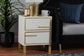 Giolla Contemporary Glam and Luxe White Finished Wood and Gold Metal 2-Drawer Nightstand FredCo