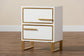 Giolla Contemporary Glam and Luxe White Finished Wood and Gold Metal 2-Drawer Nightstand FredCo
