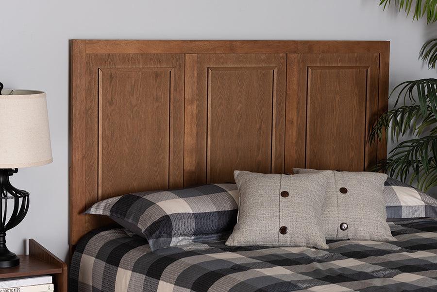 Giordano Classic and Traditional Ash Walnut Finished Wood Full Size Headboard FredCo