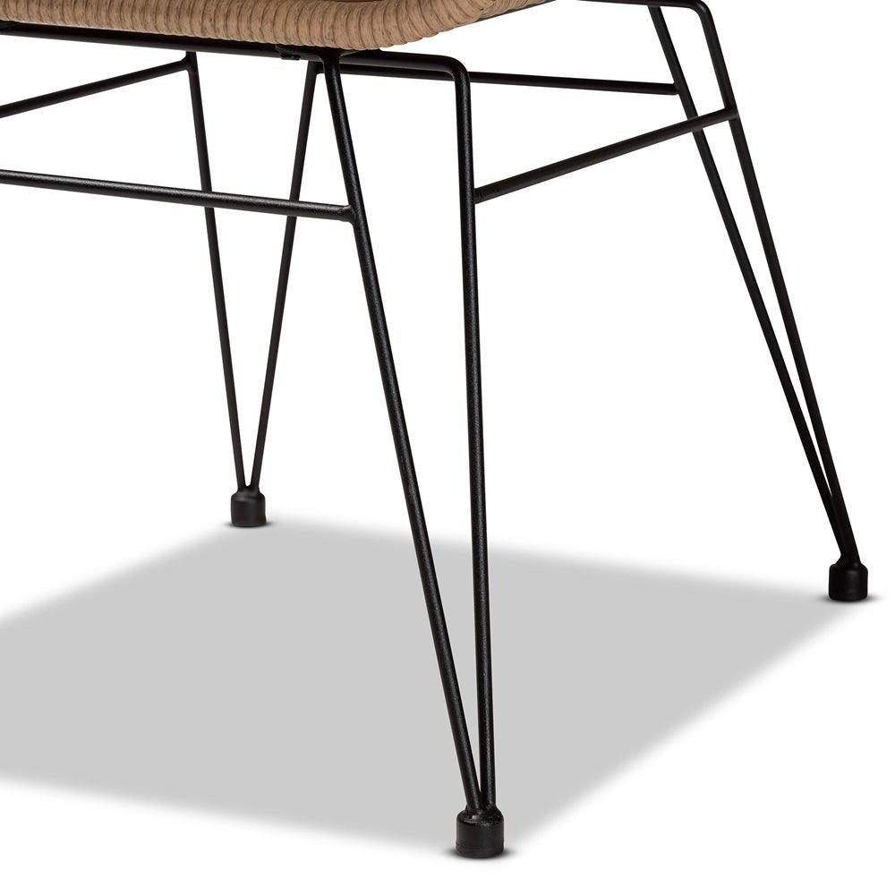 Giorgia Modern and Contemporary Beige Fabric Upholstered and Brown Synthetic Rattan 3-Piece Patio Set FredCo