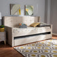 Giorgia Modern and Contemporary Beige Fabric Upholstered Twin Size Daybed with Trundle FredCo